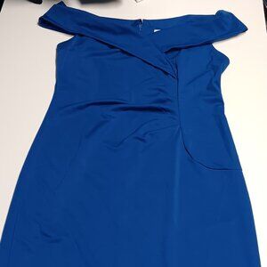 relist Jasambac Sleeveless Off-Shoulder Fitted Flared Dress, Blue size 2XL